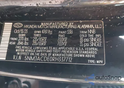 2024 Hyundai Tucson Se z USA, uszkodzony, nr VIN 5NMJACDE0RH337712